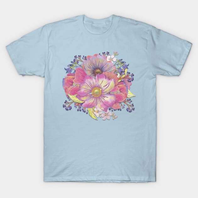 Pretty Pink Flowers T-Shirt by lottibrown